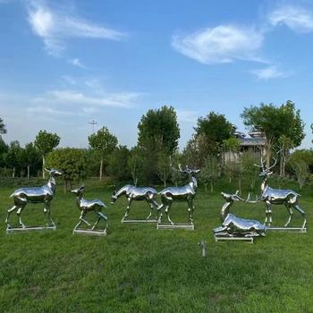 房地產(chǎn)抽象不銹鋼鹿雕塑定做