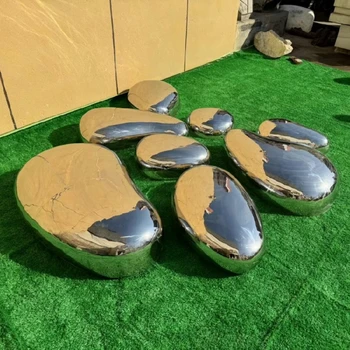 地產(chǎn)景觀不銹鋼鏡面鵝卵石雕塑加工廠家