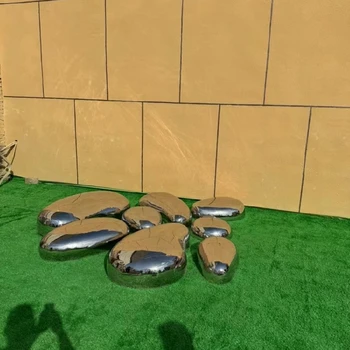 地產(chǎn)景觀不銹鋼鏡面鵝卵石雕塑加工廠家