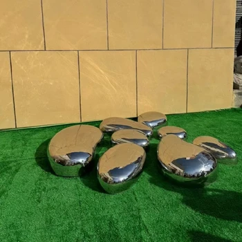 地產(chǎn)景觀不銹鋼鏡面鵝卵石雕塑加工廠家