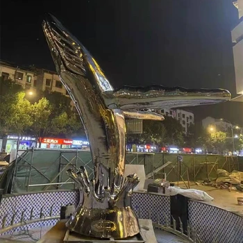 小區(qū)不銹鋼發(fā)光鯨魚雕塑定制