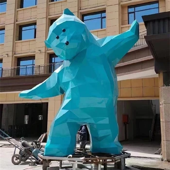 地產(chǎn)景觀不銹鋼熊雕塑廠家