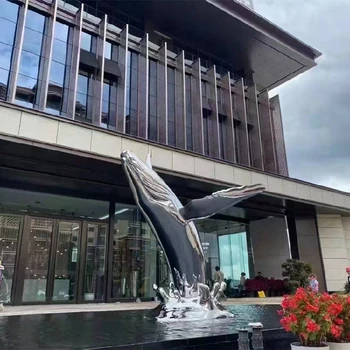 小區(qū)不銹鋼發(fā)光鯨魚雕塑定制