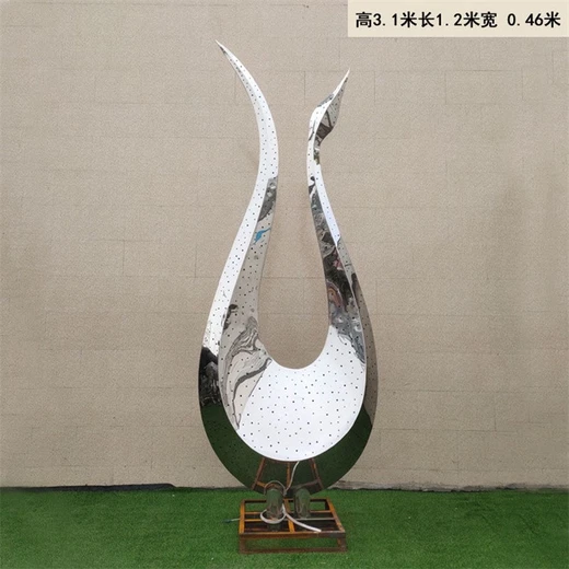 鏤空鐵藝動(dòng)物雕塑抽象鏡面天鵝雕塑制作廠家