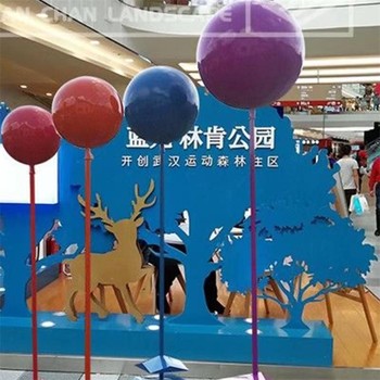 浪漫主題雕塑玻璃鋼彩繪熱氣球雕塑定制