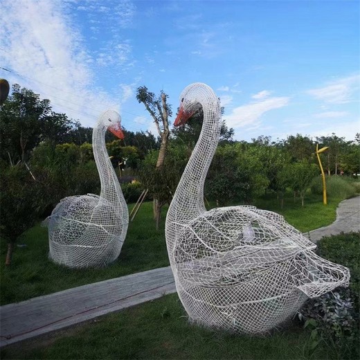 鏤空編織動物雕塑抽象發(fā)光天鵝雕塑