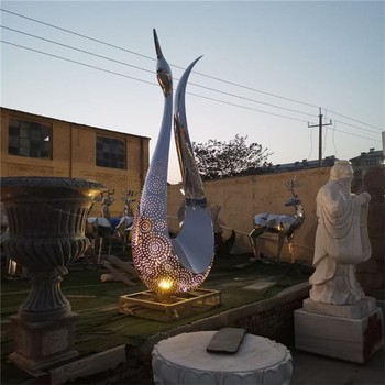 鏤空發(fā)光天鵝雕塑鏡面動物雕塑加工