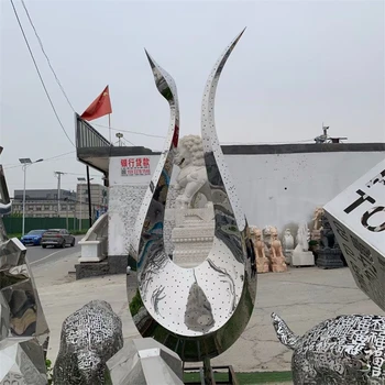 鏡面動物雕塑不銹鋼鏡面天鵝雕塑定制