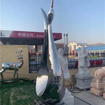 鏡面動物雕塑不銹鋼發(fā)光天鵝雕塑加工定制