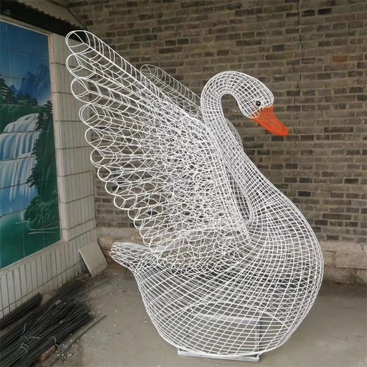 鐵藝鏤空動(dòng)物雕塑抽象鏤空天鵝雕塑加工
