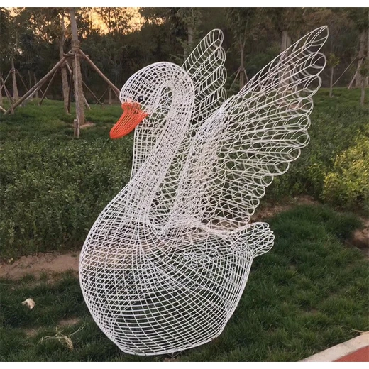 鏤空鐵藝動物雕塑不銹鋼天鵝雕塑