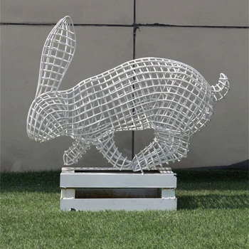 不銹鋼兔子雕塑抽象創(chuàng)意動物雕塑圖片