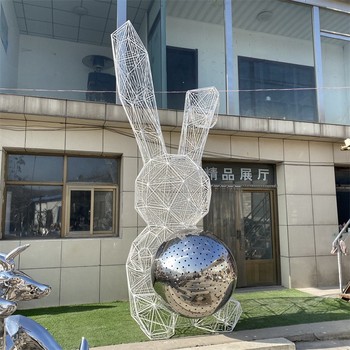 幾何發光兔子雕塑編織鏤空動物雕塑定制加工