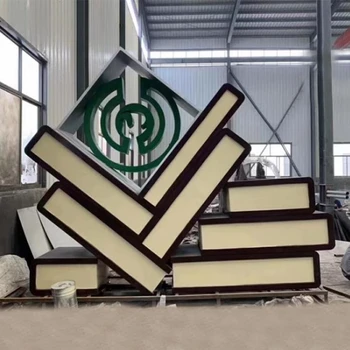 旅游景點書本雕塑來圖定制,操場校園書本雕塑