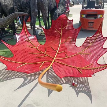 大型不銹鋼鏤空葉子雕塑制作