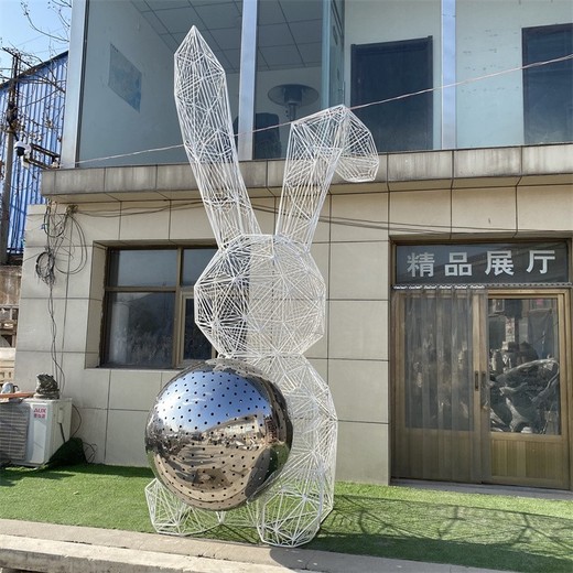 不銹鋼兔子雕塑卡通小兔子雕塑圖片