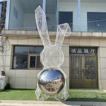 幾何切面兔子雕塑公園小動物雕塑廠家