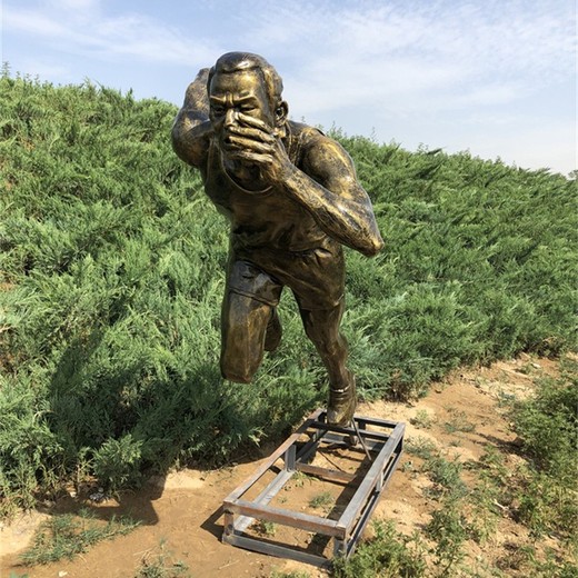 抽象彩繪跑步人物雕塑體育館主題雕塑制作加工