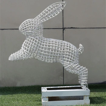 不銹鋼切面兔子雕塑抽象切面動物雕塑定制加工