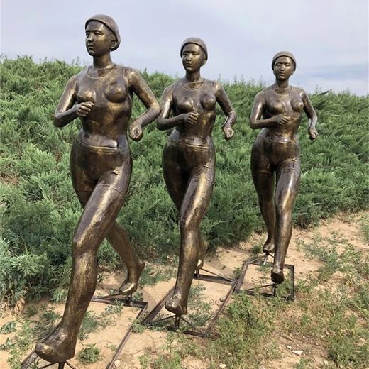 校園體育主題雕塑幾何切面跑步人物雕塑制作廠家