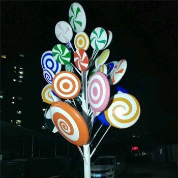 網(wǎng)紅打卡道具雕塑彩色棒棒糖雕塑擺件