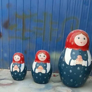 玻璃鋼彩繪套娃雕塑卡通人物雕塑商場擺件