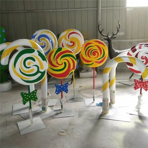 卡通彩色糖果雕塑玻璃鋼仿真糖果雕塑加工制作