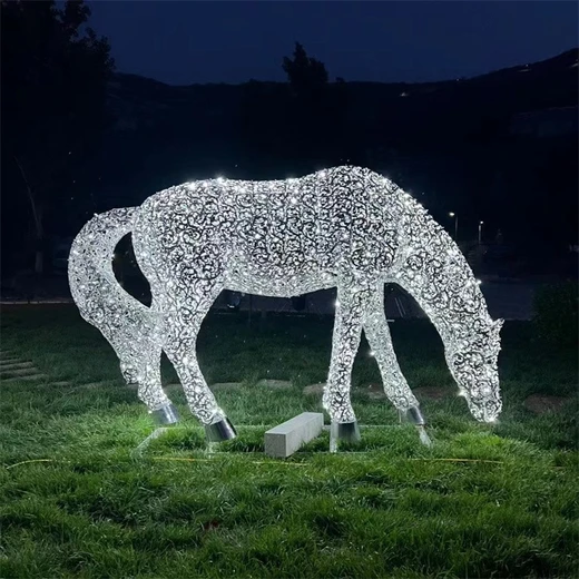 幾何切面駿馬雕塑發(fā)光馬雕塑批發(fā)