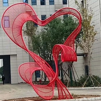 大型不銹鋼愛(ài)心雕塑紅色心形雕塑定制