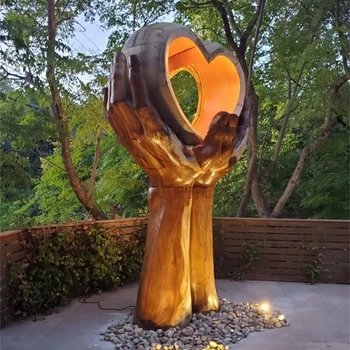 不銹鋼鏡面愛(ài)心雕塑網(wǎng)紅打卡拍照雕塑圖片