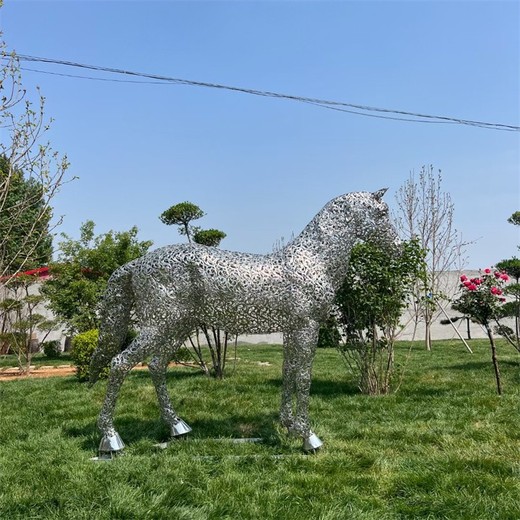 鏤空馬雕塑抽象不銹鋼駿馬雕塑景觀擺件