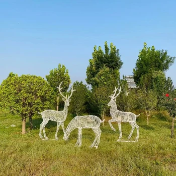房地產(chǎn)鐵絲梅花鹿雕塑定做廠家