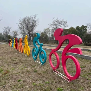 曲陽縣剪影騎車人物雕塑加工廠,騎自行車雕塑