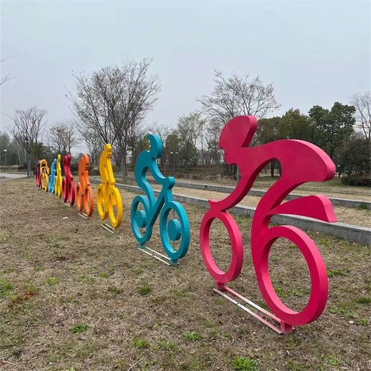曲陽縣不銹鋼抽象騎車人物雕塑定制,騎自行車雕塑