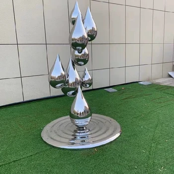 小區(qū)不銹鋼水滴漣漪雕塑加工