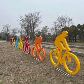 曲陽(yáng)縣不銹鋼剪影騎車人物雕塑廠家,騎自行車雕塑