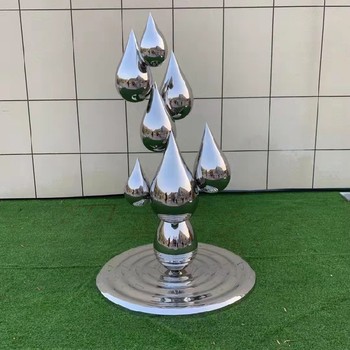 園林景觀水滴不銹鋼雕塑定制