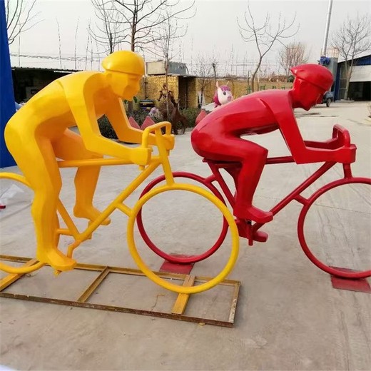 不銹鋼剪影騎車人物雕塑電話,騎車運(yùn)動(dòng)人物雕塑