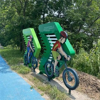曲陽縣不銹鋼剪影騎車人物雕塑定制,騎自行車雕塑