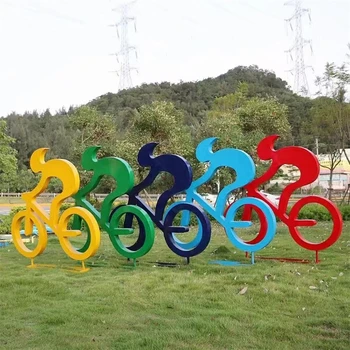 曲陽縣不銹鋼騎車人物雕塑加工廠,騎車運動人物雕塑