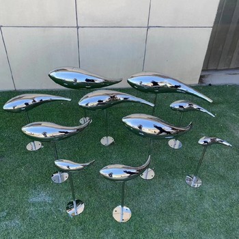 水景不銹鋼魚雕塑定制