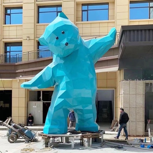 不銹鋼塊面熊貓雕塑抽象不銹鋼熊貓雕塑圖片