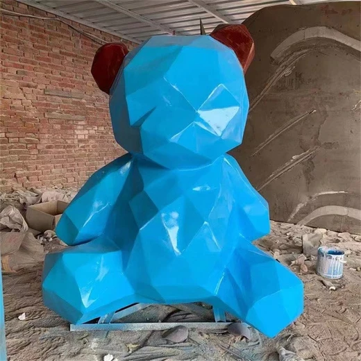 不銹鋼切面動(dòng)物雕塑鏤空發(fā)光熊貓雕塑制作廠家