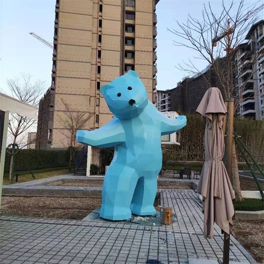 不銹鋼鏤空熊雕塑鏡面熊雕塑景觀(guān)擺件
