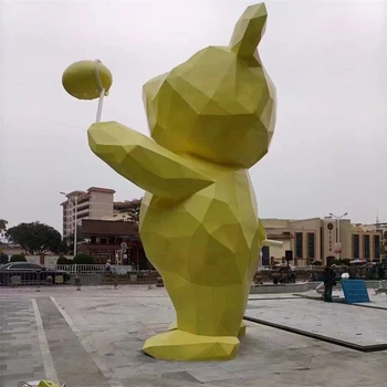 幾何切面熊貓雕塑不銹鋼切面動物雕塑加工