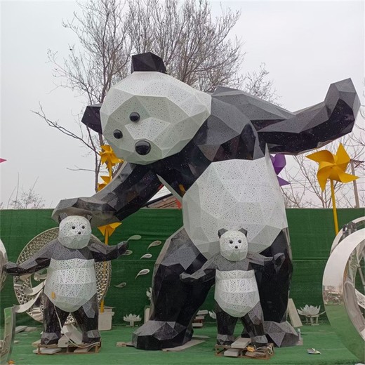 不銹鋼熊雕塑不銹鋼切面動物雕塑廠家