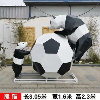 不銹鋼熊雕塑幾何發(fā)光熊貓雕塑廠家