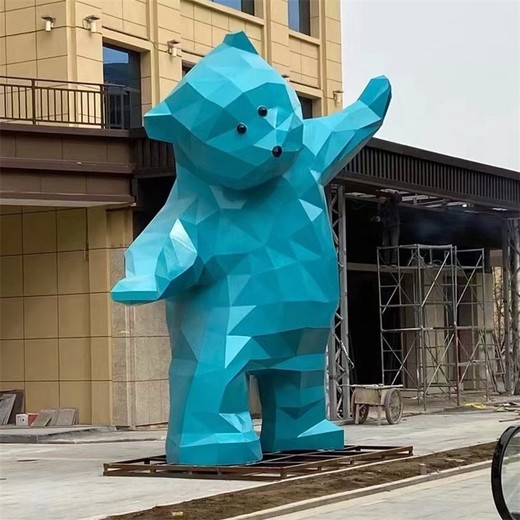 抽象不銹鋼熊雕塑鏡面熊貓雕塑