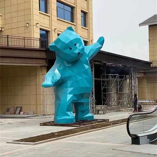 不銹鋼塊面熊貓雕塑鏤空發(fā)光熊貓雕塑制作廠家