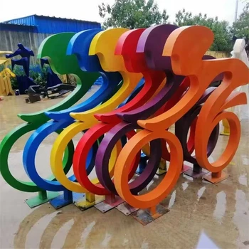 曲陽縣不銹鋼騎車人物雕塑加工廠,騎車運動人物雕塑